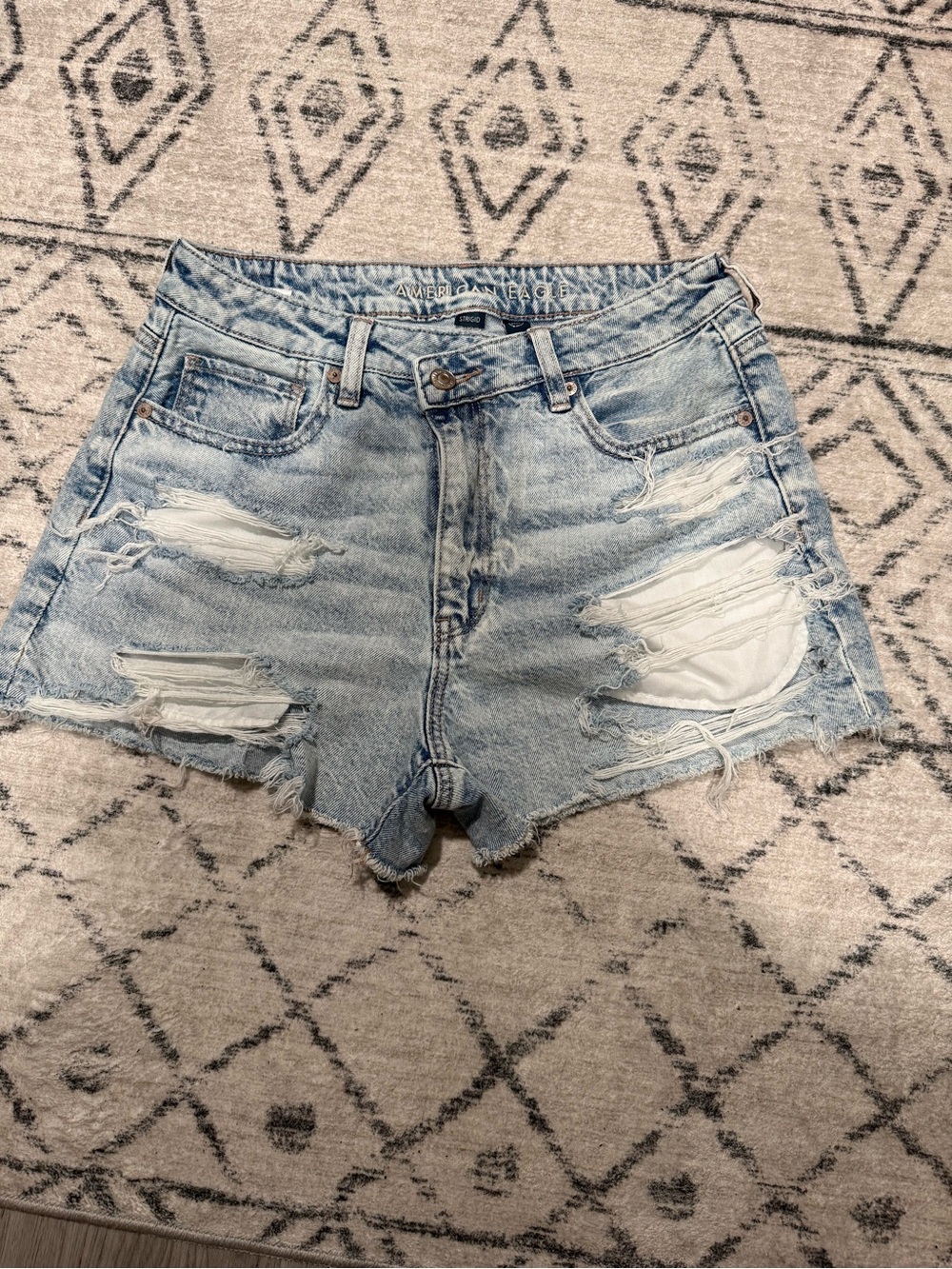 American Eagle Outfitters Light Wash Distressed Denim Shorts